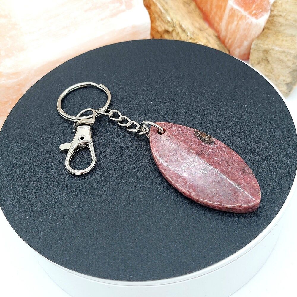 Rhodonite Stone Keychain with Swivel Clip